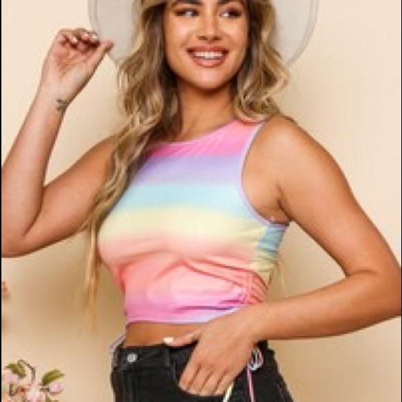 🌸🌺Pastel Rainbow Crop Top🌸🌺 - Picture 4 of 4